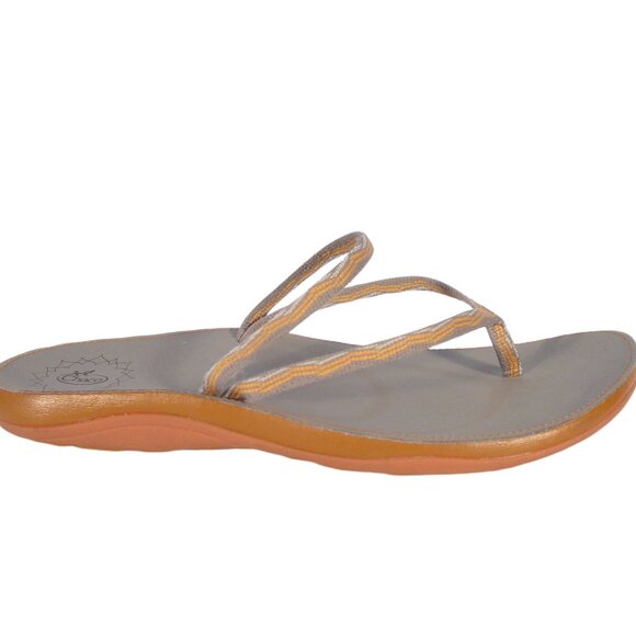CHACO Abbey $70 Grey/Orange Flip Flop Thong Sandals Women's 11 - NEW - Picture 2 of 6